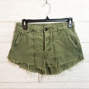 Free People Army Green distressed shorts